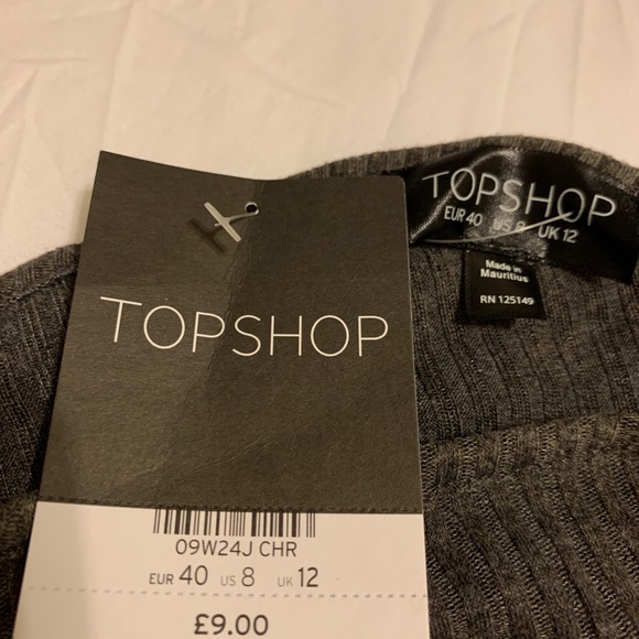 TOP SHOP Gray Raw Hem Crop Top - Picture 5 of 5